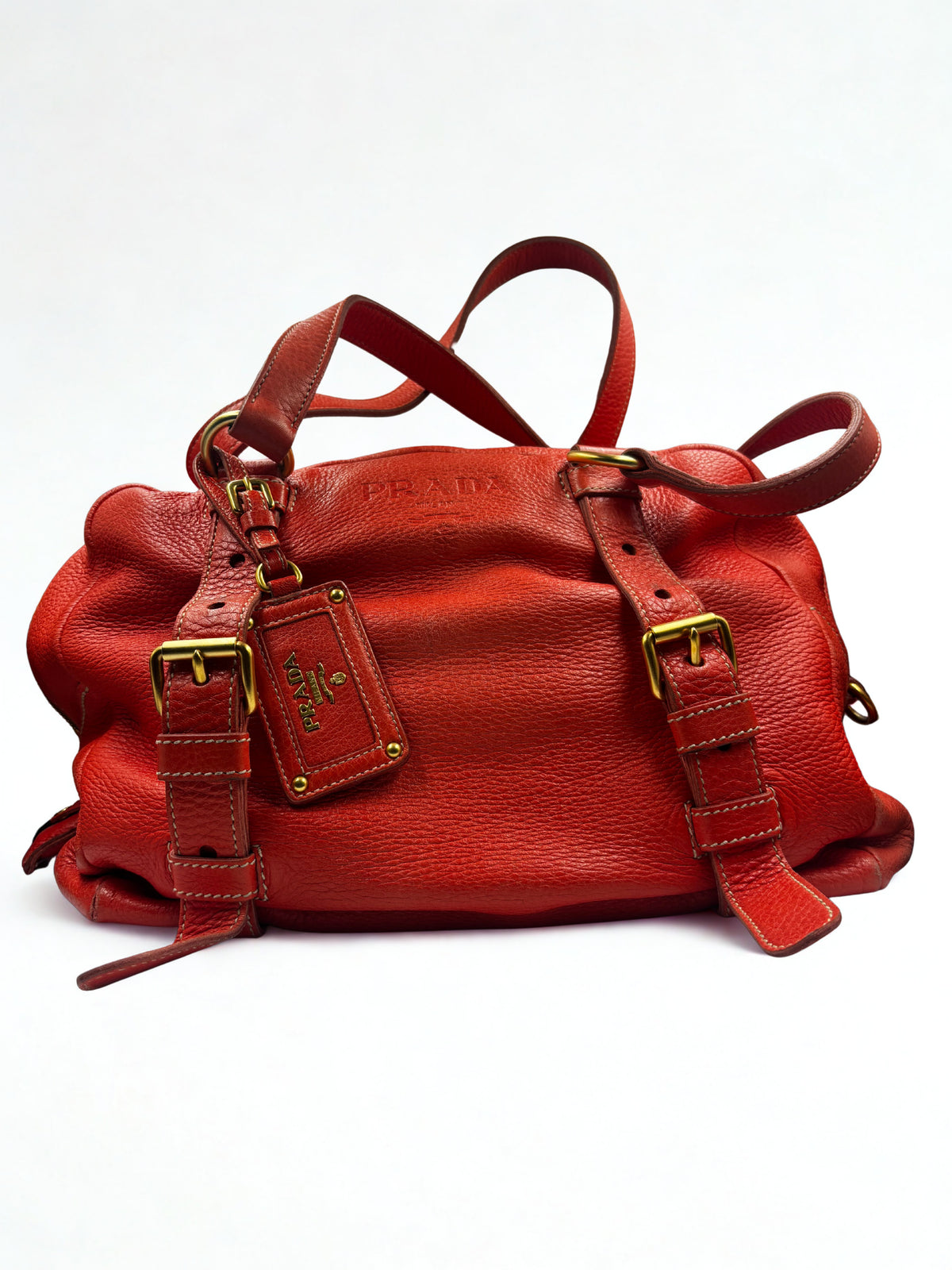 Prada Cervo Buckle Satchel