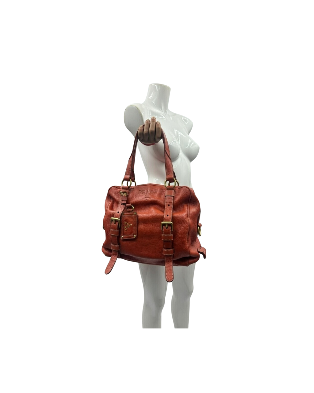 Prada Vitello Daino Leather Shoulder Bag / Orange