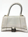 Balenciaga Hourglass Top Handle Bag – White Crocodile-Embossed Leather