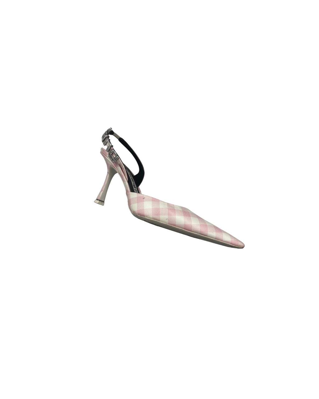 Alexander Wang Model: Pink/White Gingham Print Leather Grace Slingback Sandal EU 38.5