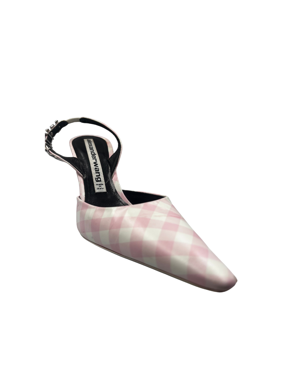 Alexander Wang Model: Pink/White Gingham Print Leather Grace Slingback Sandal EU 38.5