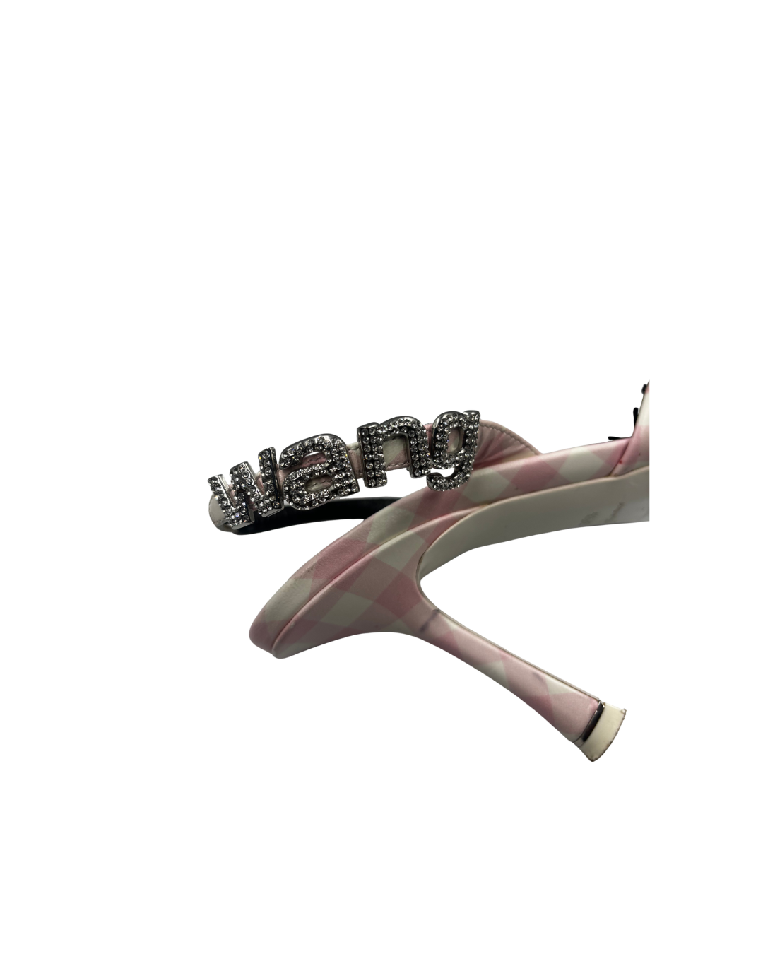 Alexander Wang Model: Pink/White Gingham Print Leather Grace Slingback Sandal EU 38.5