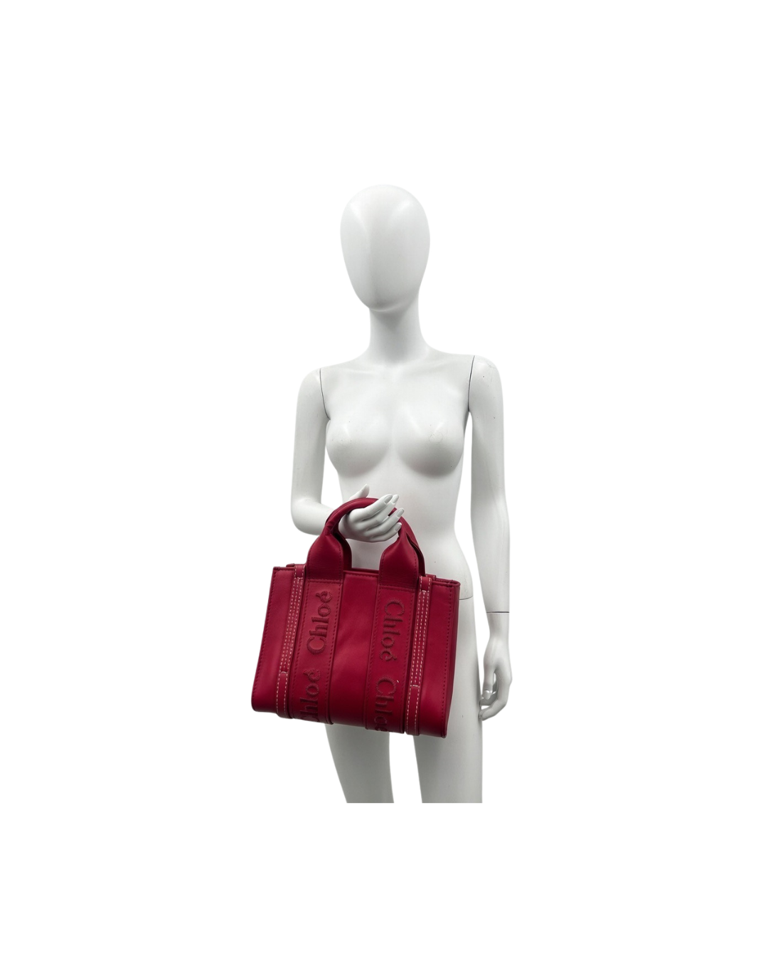 Chloe Mini Woody Convertible Leather Tote Bag / Fizzy Pink