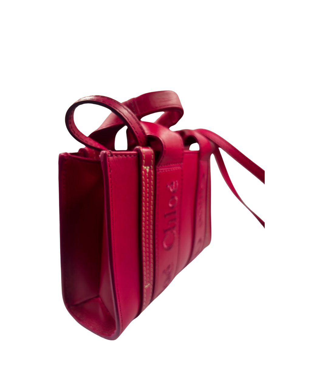 Chloe Mini Woody Convertible Leather Tote Bag / Fizzy Pink