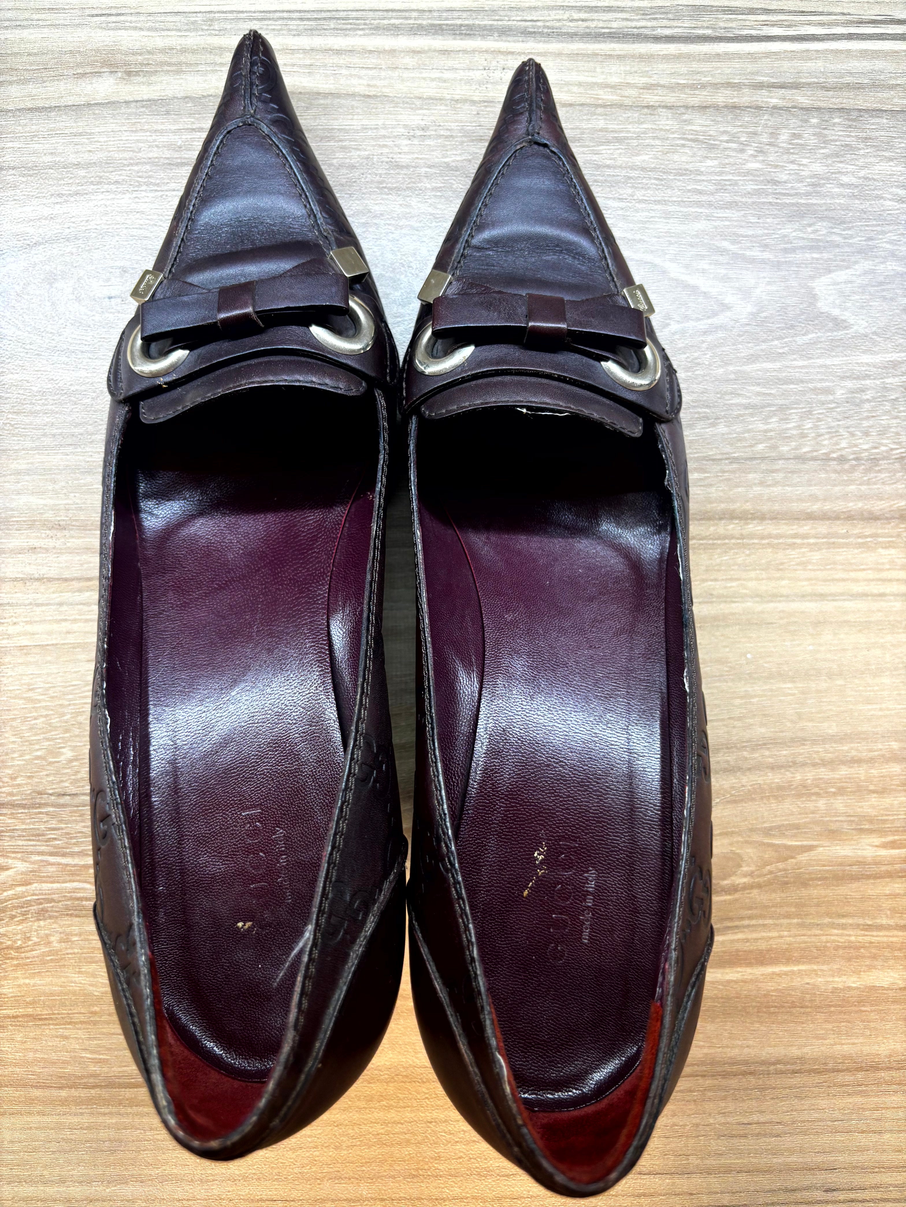 Gucci Guccissima Leather Pointed Toe Pumps
