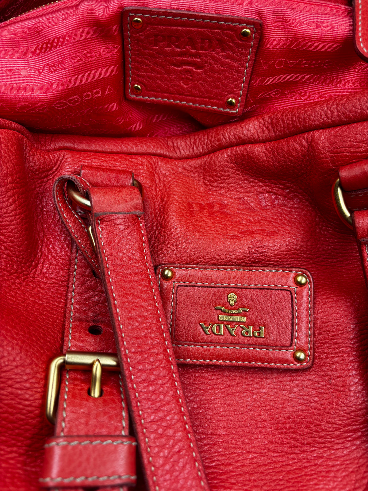 Prada Cervo Buckle Satchel