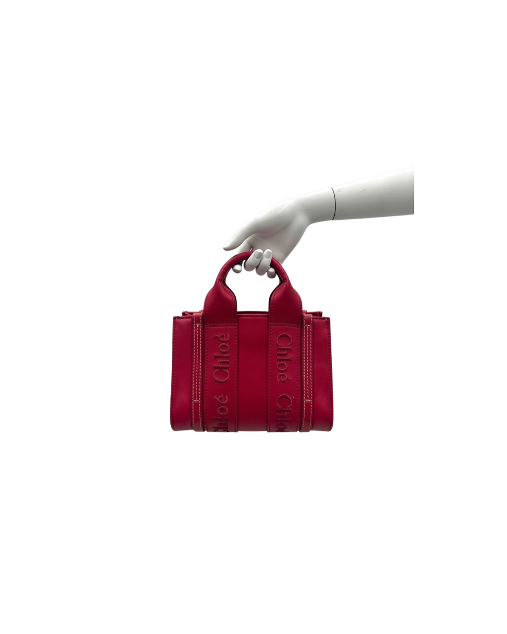 Chloe Mini Woody Convertible Leather Tote Bag / Fizzy Pink