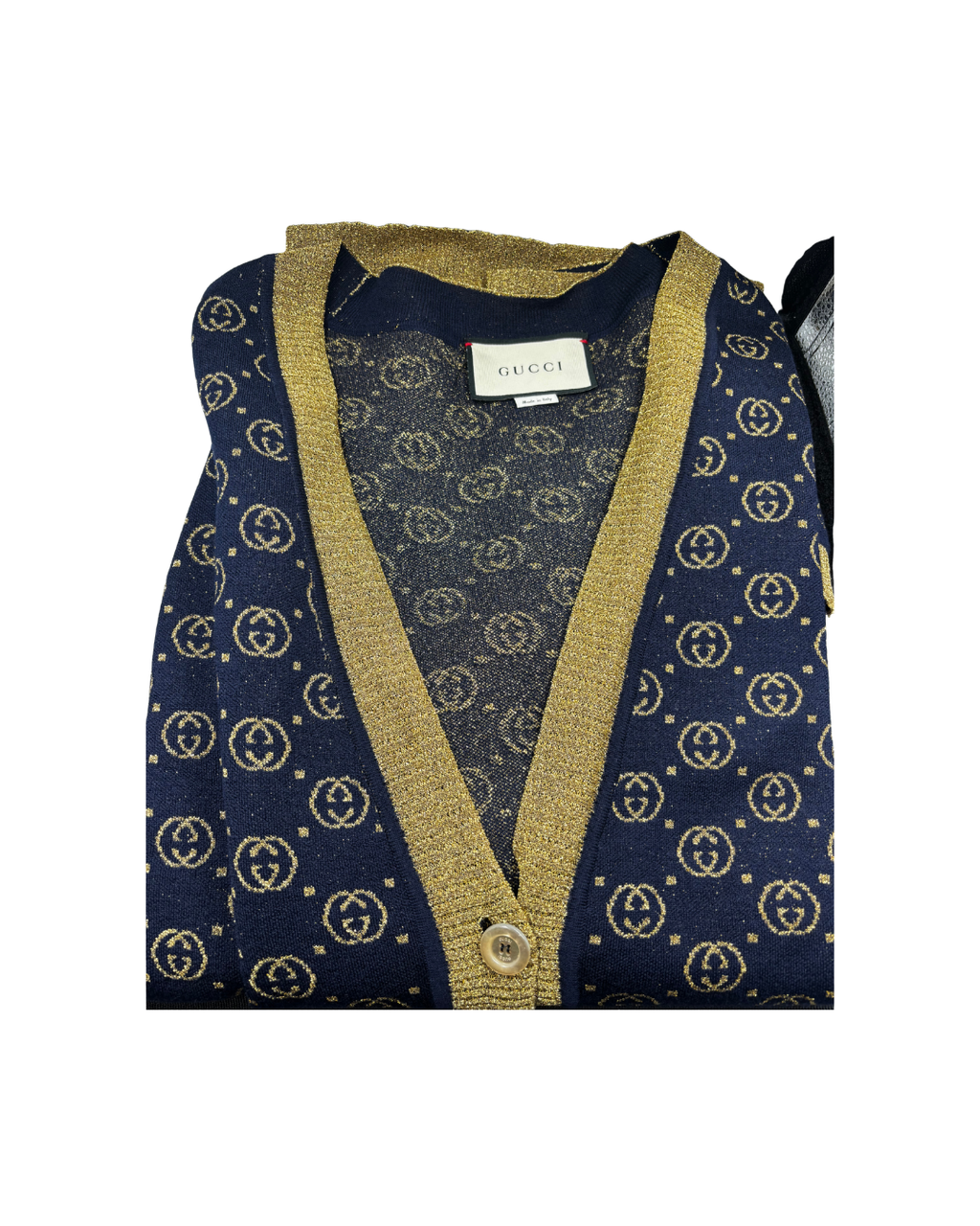 Gucci Model Cotton Blend GG Lamé Cardigan