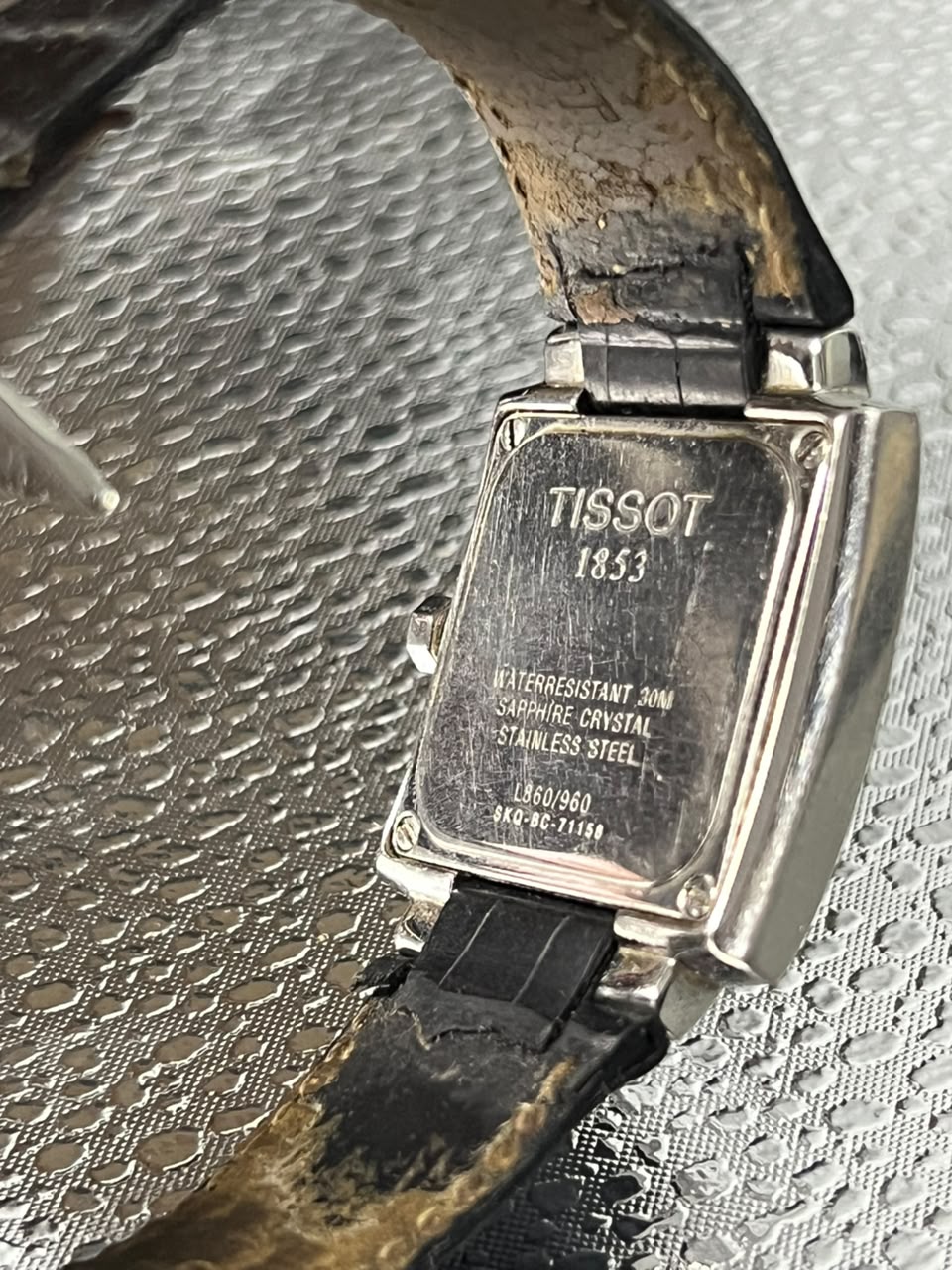 Tissot Rectangular Black Leather Watch