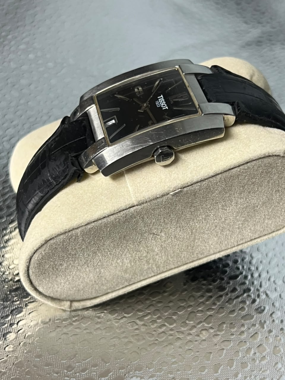 Tissot Rectangular Black Leather Watch
