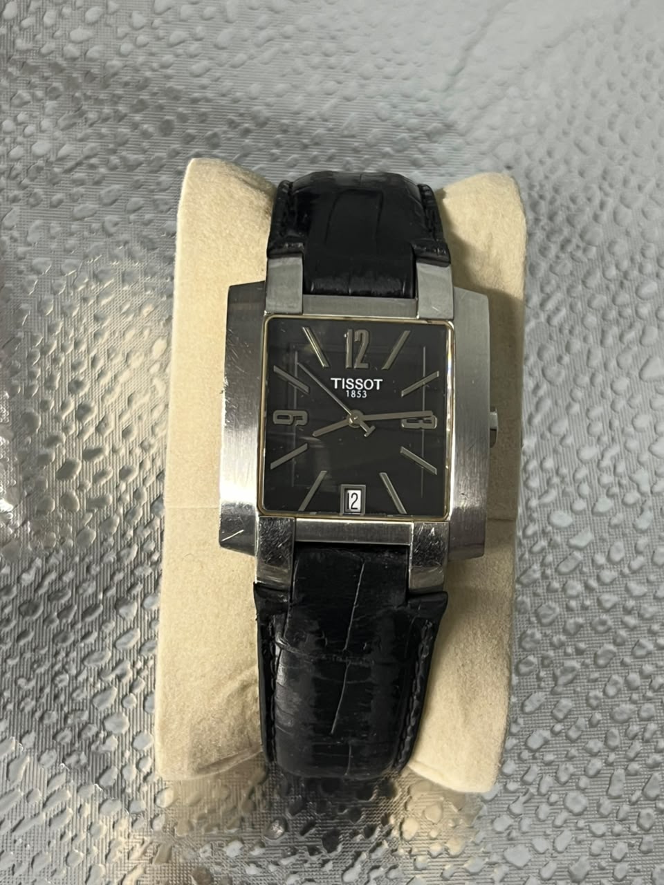 Tissot Rectangular Black Leather Watch
