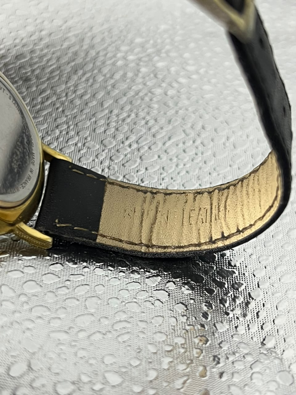 Michel Herbelin Gold & Black Leather Watch