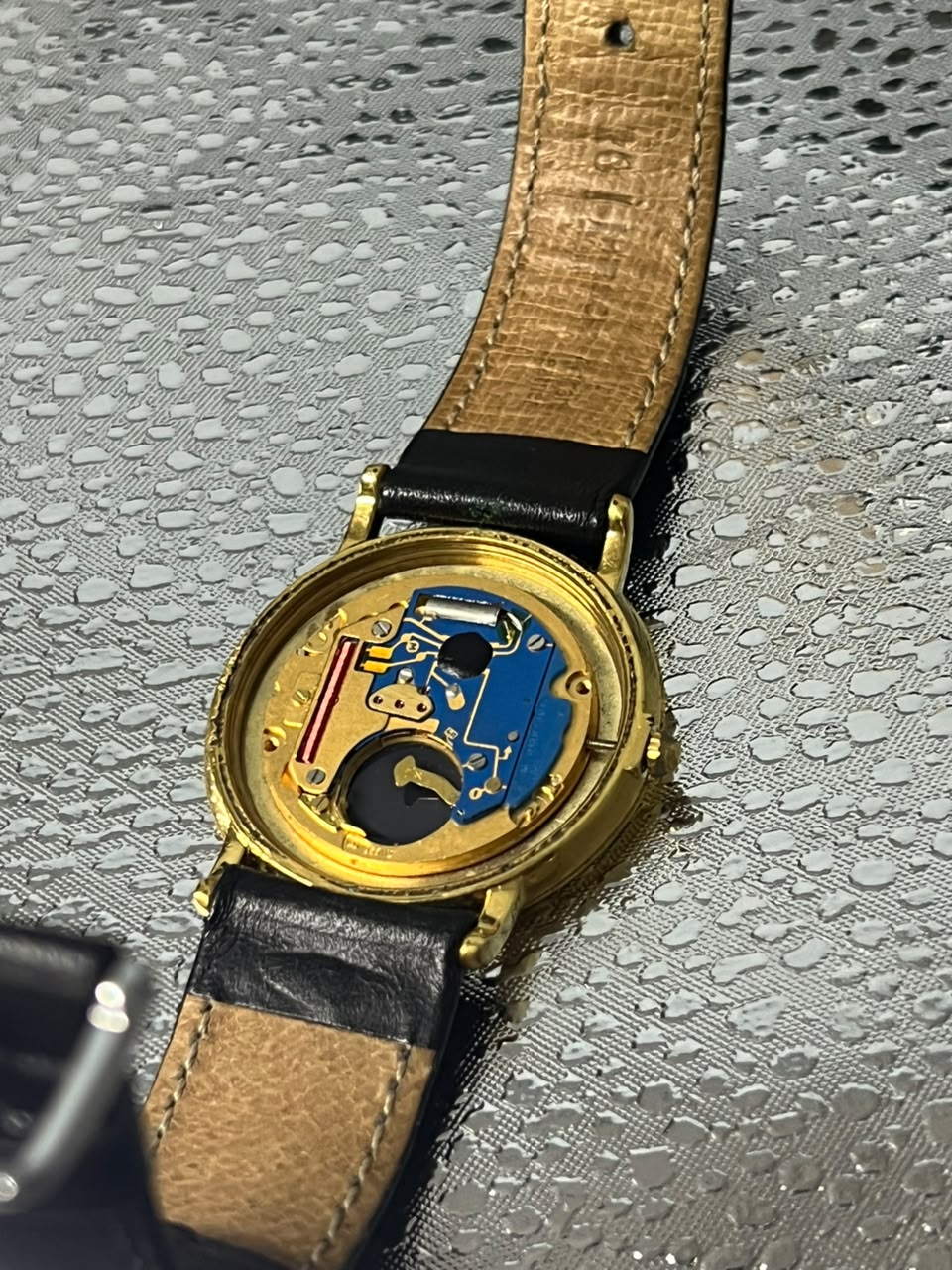 Raymond Weil Gold & Black Leather Watch