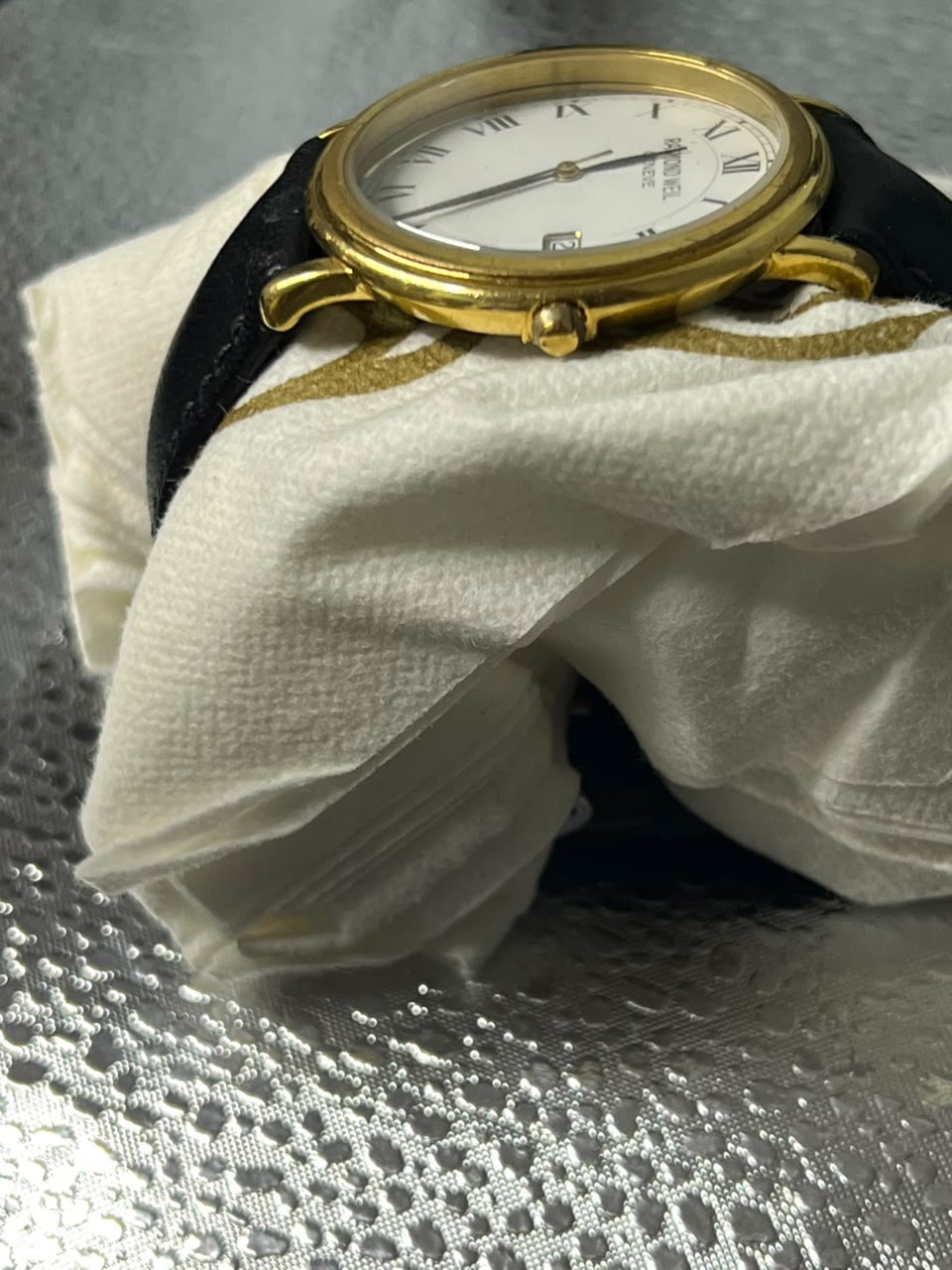 Raymond Weil Gold & Black Leather Watch