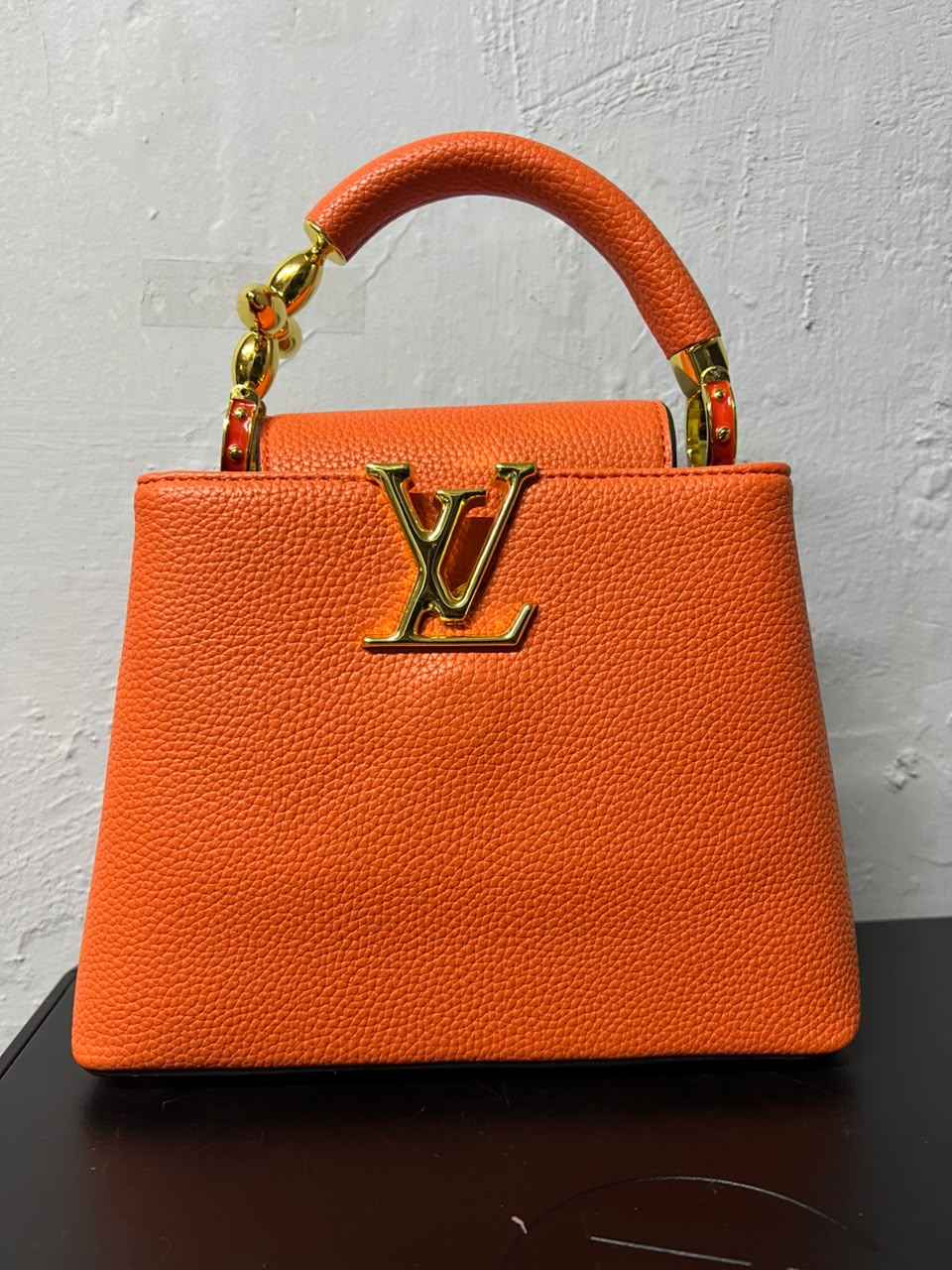 Louis Vuitton Capucines MM in Orange Taurillon Leather