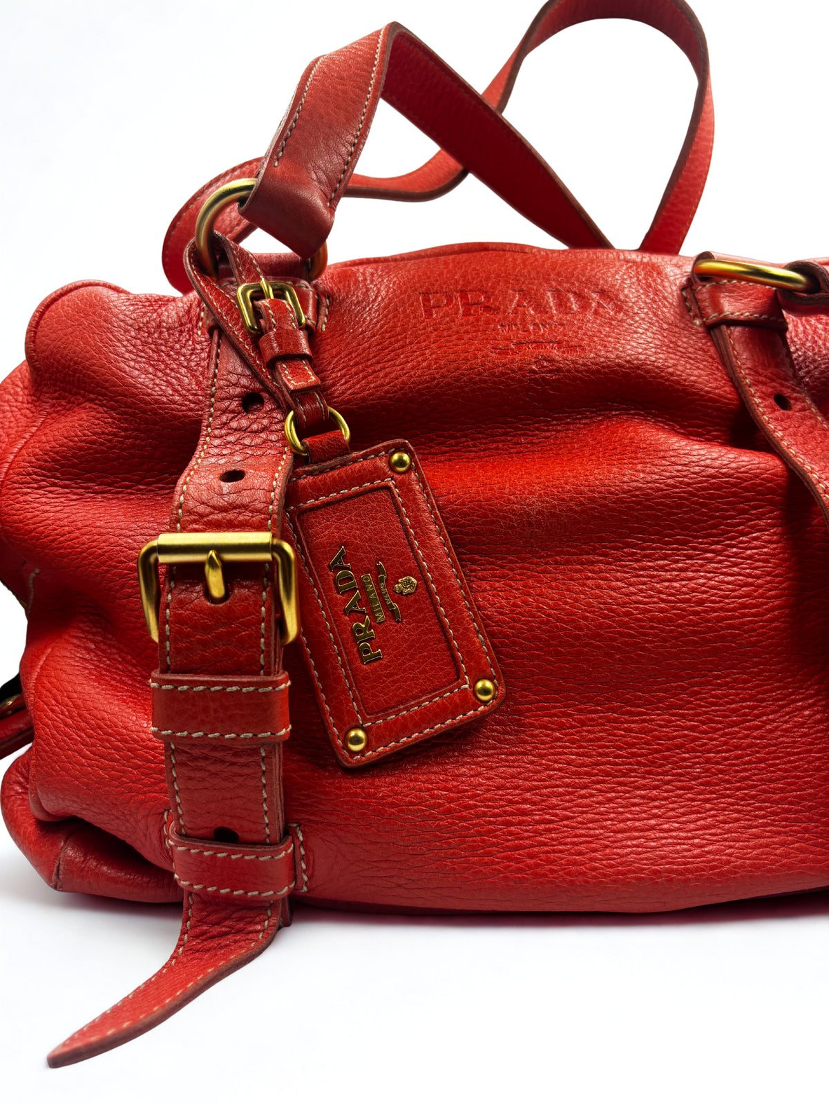 Prada Cervo Buckle Satchel