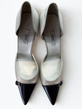 Prada Black & Ivory Leather Pointed Toe D’Orsay Heels