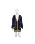 Gucci Model Cotton Blend GG Lamé Cardigan