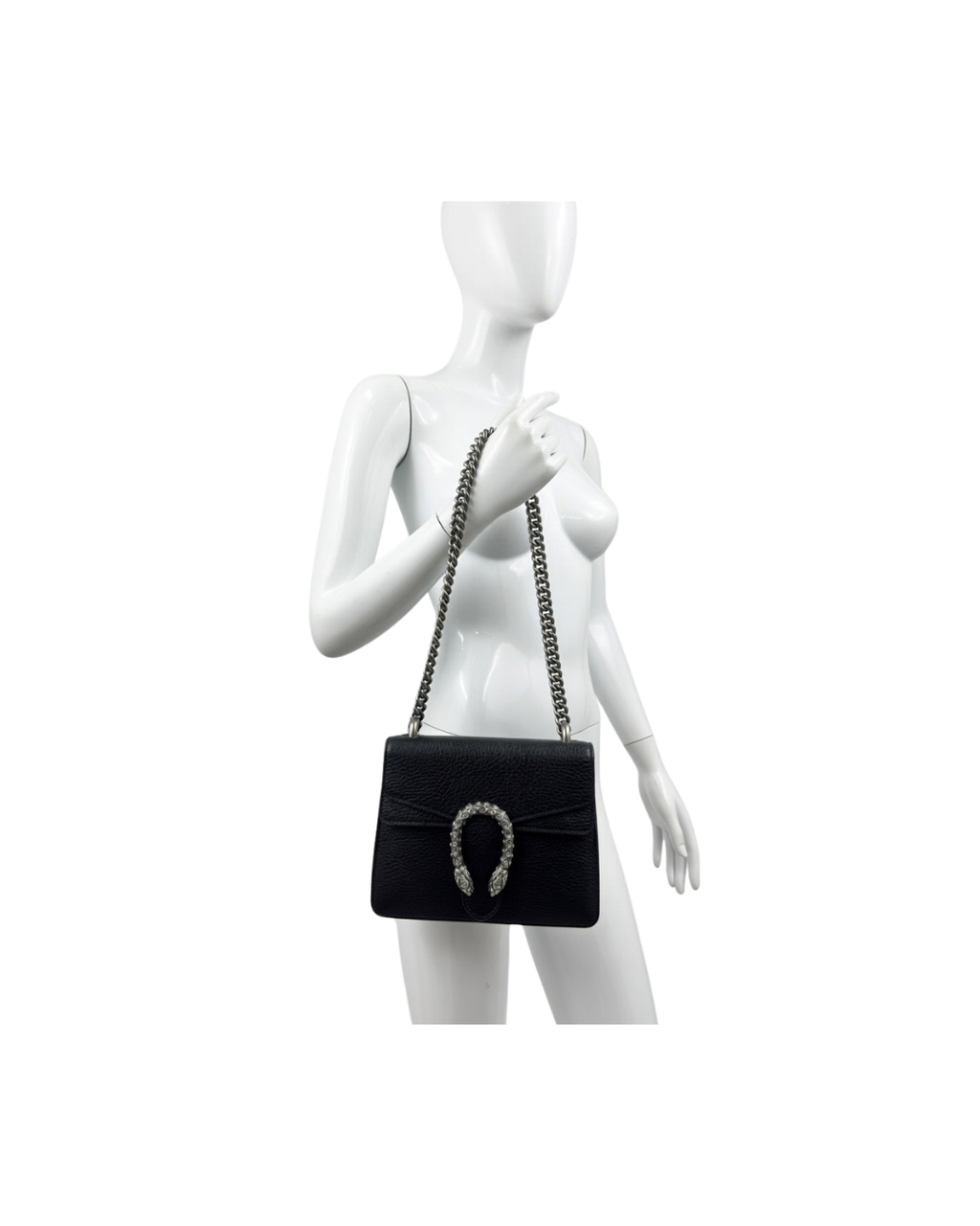 Gucci Dionysus Small Shoulder Bag in Black Grained Leather / Medium