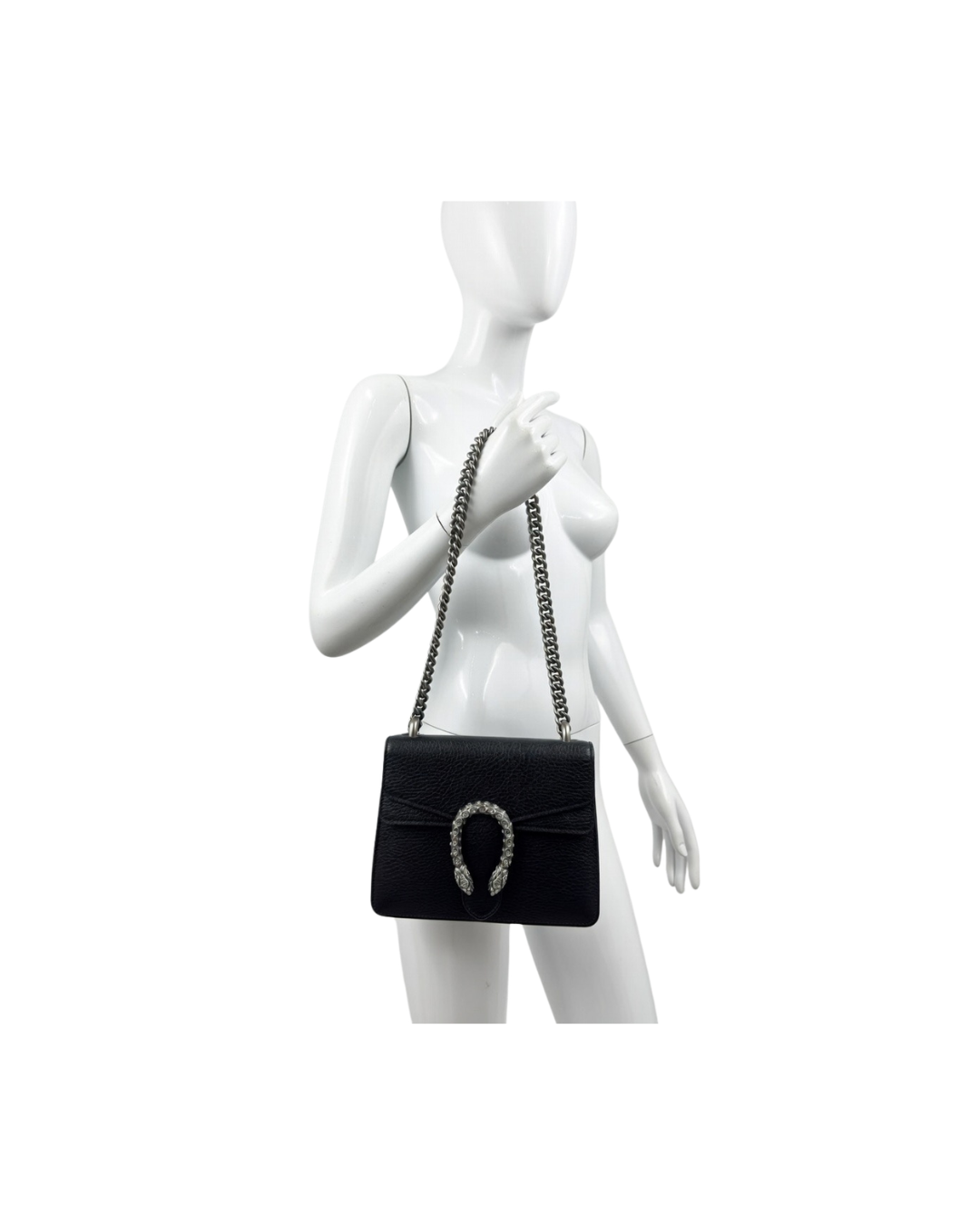 Gucci Dionysus Small Shoulder Bag in Black Grained Leather / Medium