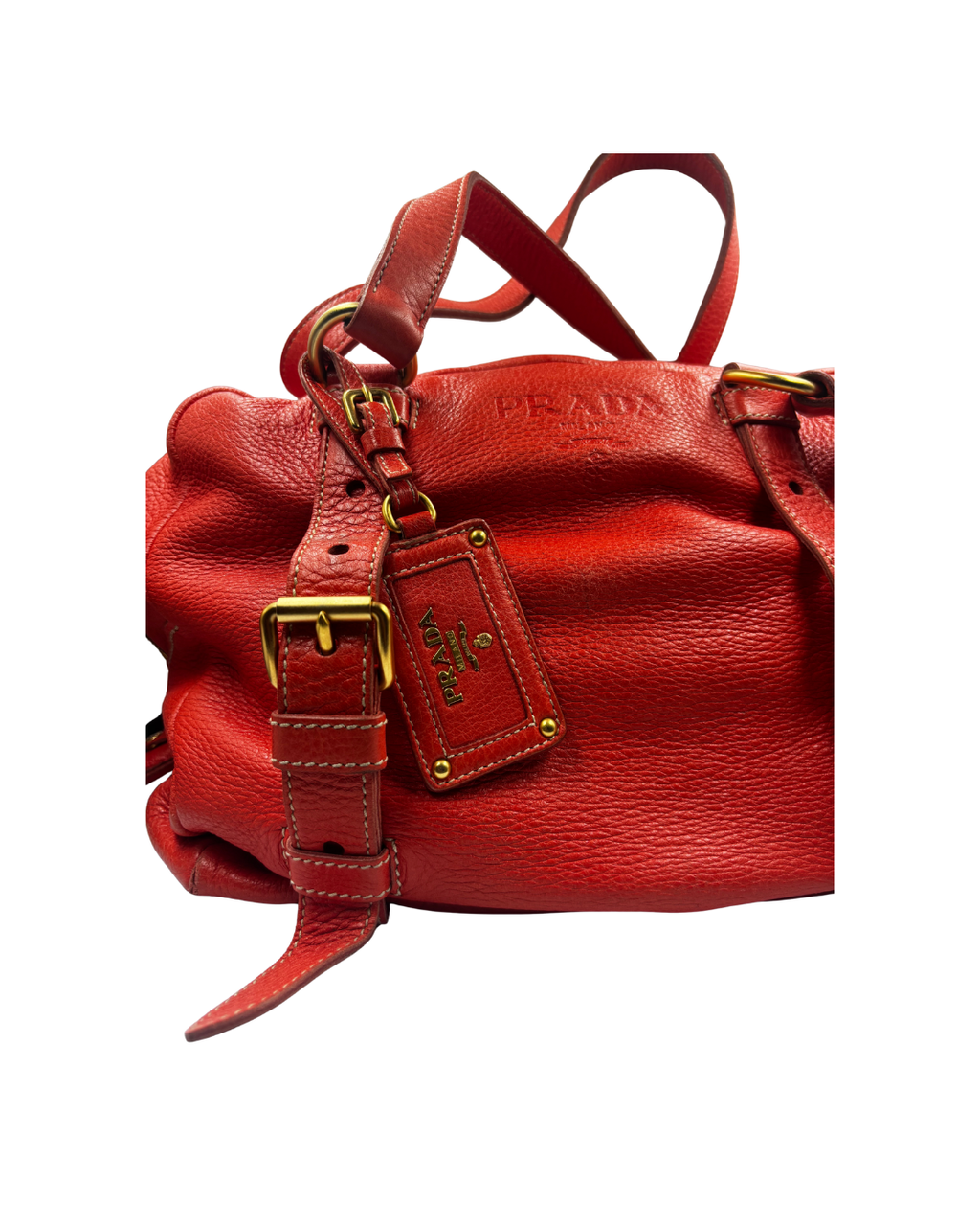 Prada Vitello Daino Leather Shoulder Bag / Orange