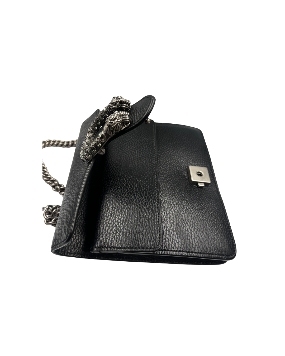 Gucci Dionysus Small Shoulder Bag in Black Grained Leather / Medium
