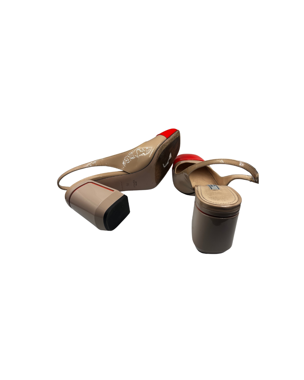 Prada Nude Patent Leather Slingback Pumps EU 38