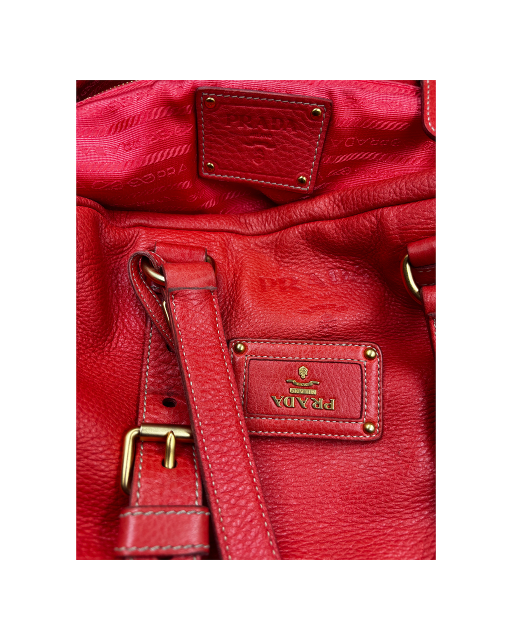 Prada Vitello Daino Leather Shoulder Bag / Orange