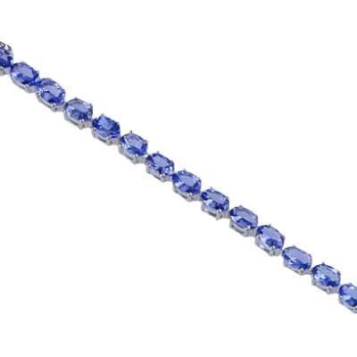 Silver 925 Rhodium-plated Natural Tanzanite Bracelet